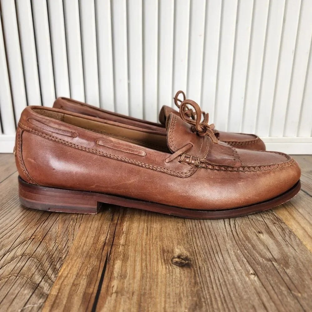 Cole Haan Pinch Grand.OS Mens Sz 9.5 M Brown Leather Kiltie Loafers Shoes C23551